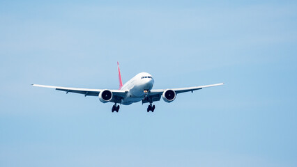 Airplane landing at the airport