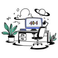 Naklejka premium Elevate your website's visual aesthetics with flat illustration Empty Space 404 designs. Create a clean and user friendly error page that enhances your brand's image