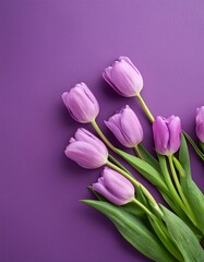 Obraz premium Orange Tullips on Orange Background - Beautiful Flowers for Spring - Colored Tullips - Background for Mother's Day, Woman's Day, Valentine's Day or Birthday - Space for Copy or Text