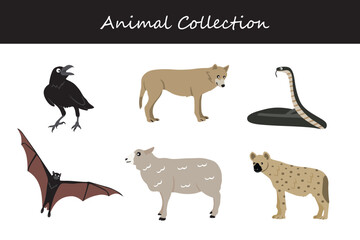 Animals collection. Flat style vector illustration.