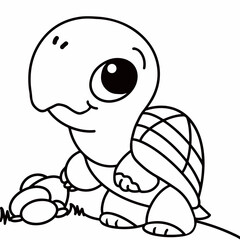 Cute vector illustration Turtle doodle for children worksheet