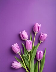 Obraz premium Orange Tullips on Orange Background - Beautiful Flowers for Spring - Colored Tullips - Background for Mother's Day, Woman's Day, Valentine's Day or Birthday - Space for Copy or Text