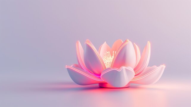 Abstract lotus flower on soft pastel gradient. Peace and meditation concept background.