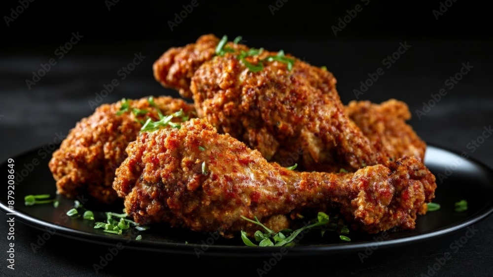 Wall mural  Crispy golden fried chicken drumsticks ready to be savored