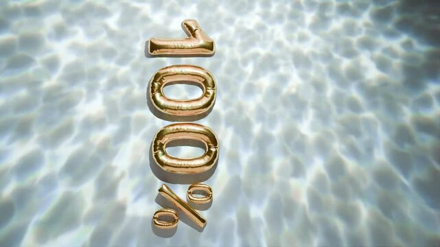 Golden 100% Floating Above Water Ripples on white background vertical