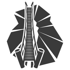 Wooden suspended bridge over the ravine glyph icon isolated on white background.Vector illustration