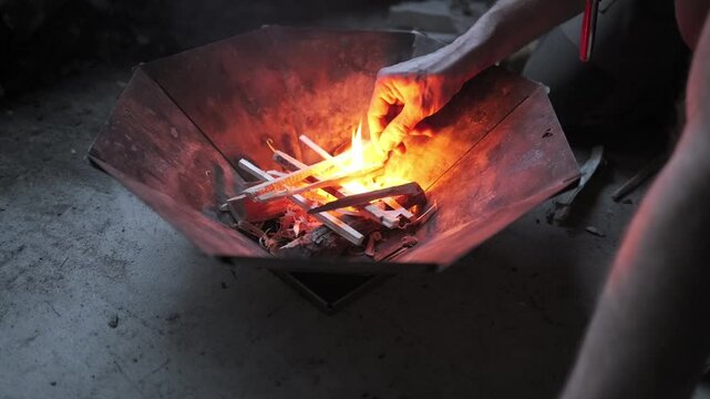 starting a fire in a fire pit