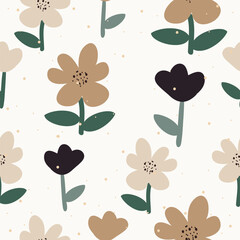 Fototapeta premium Seamless cute elegant abstract flowers pattern background