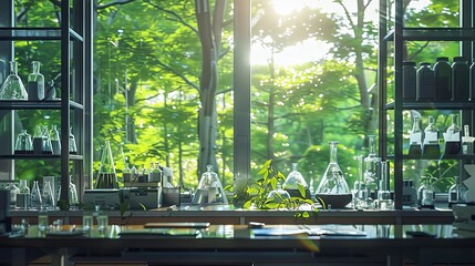 Modern Laboratory with Nature Views Enhancing Green Research and Sustainability Efforts