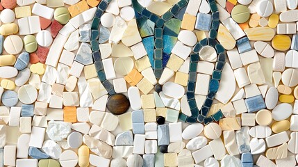 Colorful Mosaic of Pills and Stethoscope Art