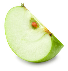 piece of green apple isolated on white background. clipping path