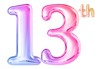 13th Anniversary Gradient Number 3D