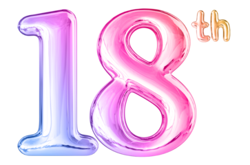 18th Anniversary Gradient Number 3D