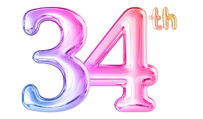 34th Anniversary Gradient Number 3D