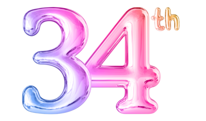 34th Anniversary Gradient Number 3D