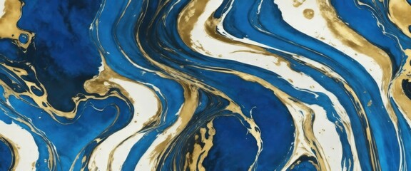Gold abstract Blue and Black marble background white fluid wall. Abstract liquid gold black brush oil modern painting