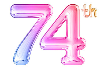 74th Anniversary Gradient Number 3D