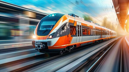 Naklejka premium Motion blur of fast-moving train