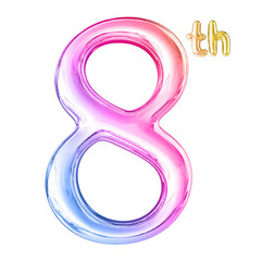 8th Anniversary Gradient Number 3D