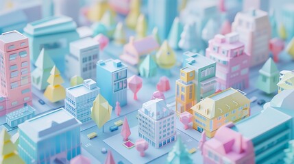 modern city skyline, Folded paper smart city with origami buildings and streets, minimalistic, city landscape