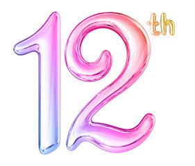 12th Anniversary Gradient Number 3D