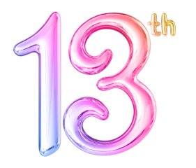 13th Anniversary Gradient Number 3D