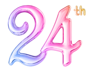 24th Anniversary Gradient Number 3D