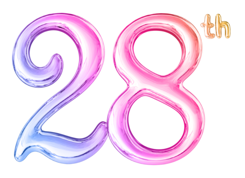 28th Anniversary Gradient Number 3D