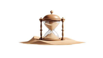 Alarm Clock and Hourglass Pictures on White Background, Capturing the Essence of Time