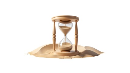 Alarm Clock and Hourglass Pictures on White Background, Capturing the Essence of Time