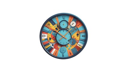 Alarm Clock and Hourglass Pictures on White Background, Capturing the Essence of Time