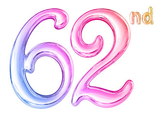 62nd Anniversary Gradient Number 3D