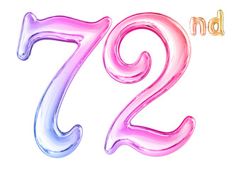 72nd Anniversary Gradient Number 3D