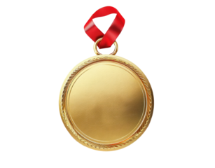 Gold Medal with Red Ribbon