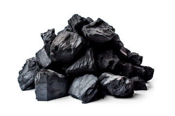 pile of coal isolated on transparent background, png file
