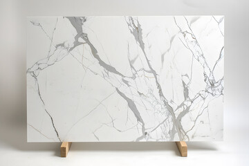 Slab of white marble mock up isolated on a white background