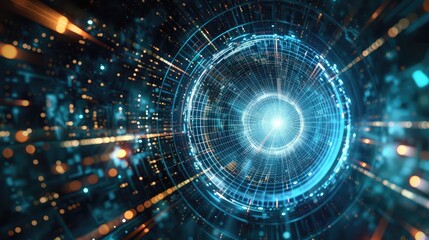 Obraz premium Abstract techno quantum entanglement concept