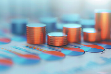 Finance investment graph in business data report, 3D Animation render, High resolution
