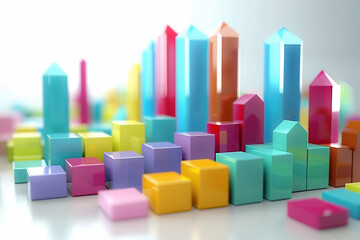 Obraz premium Marketing strategy planning with finance graph, 3D Animation render, High resolution