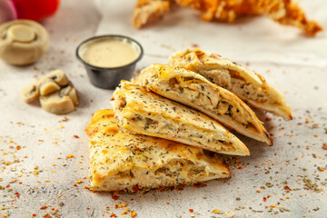 Tarragon chicken stuffed naan bread.
