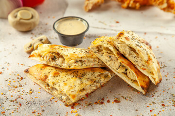 Tarragon chicken stuffed naan bread.