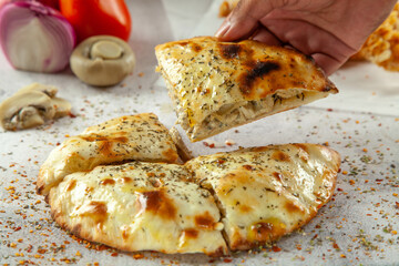 Tarragon chicken stuffed naan bread.