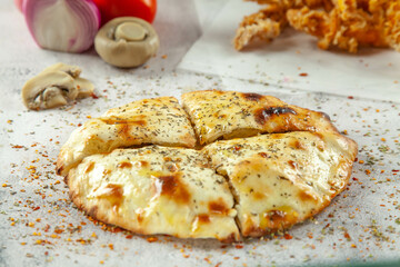 Tarragon chicken stuffed naan bread.