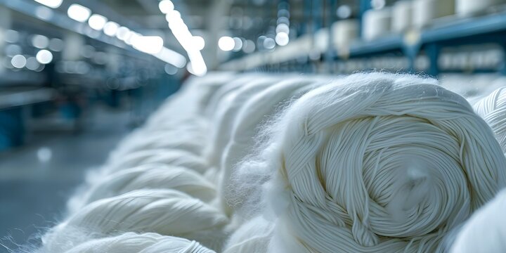 Creating sustainable white polyester FDY yarn from recycled PET chips. Concept Polyester Yarn, Recycled Materials, Sustainable Fashion, Textile Recycling, Environmental Impact