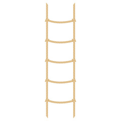 Realistic Rope ladder isolated on white background. Vector illustration