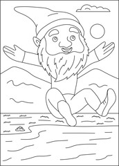 man gnome coloring book page