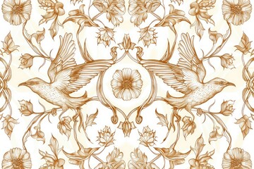 Ceramic Tiles Art Nouveau ceramic tiles repetitive patterns flowers, birds, earthy tones.