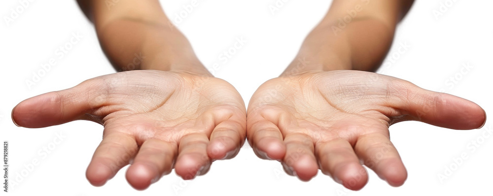 Poster two hands are open, one of which is slightly larger than the other. the hands are positioned in a wa