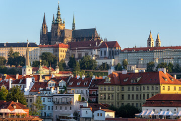 Obraz premium Cityscape view of Prague castle and Mala strana in Prague, capital of Czech republic