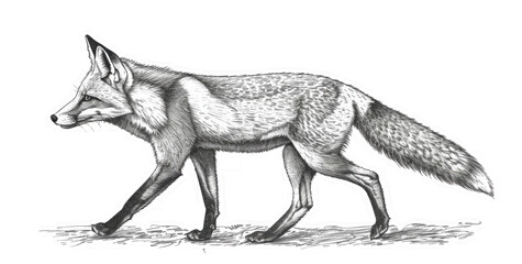 Obraz premium Hand-Drawn Fox Illustration on Transparent Background